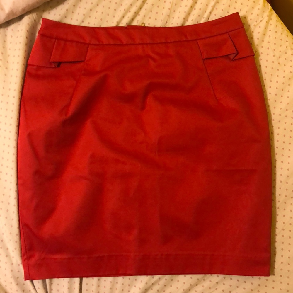 Red Orange Pencil Skirt